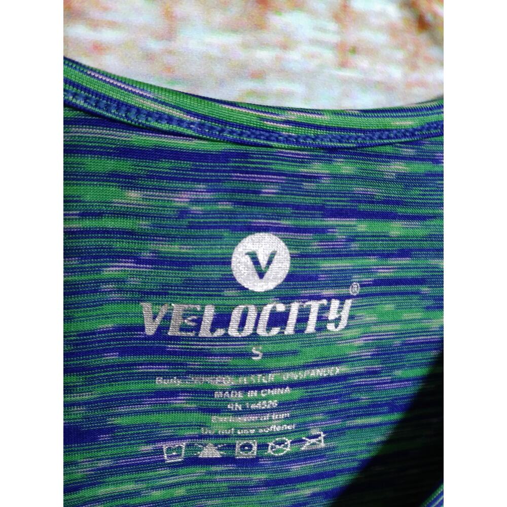Velocity marled green blue athletic tee size S short sleeve round neckline - Picture 3 of 5